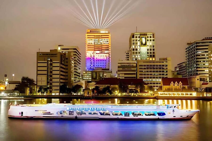 Bangkok: Carnival Dinner Cruise with Free-Flow Beer & Buffet - Views you can photograph: Rama VIII Bridge, Wat Arun, ICONSIAM, Asiatique