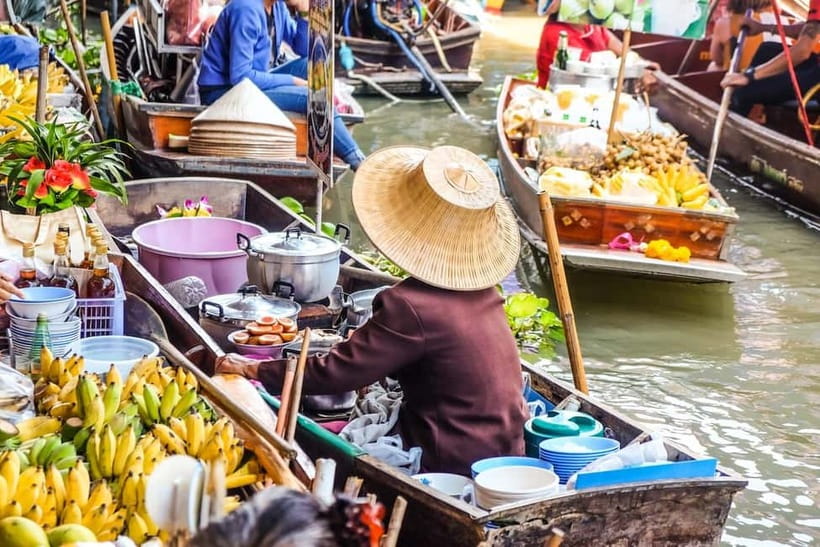 Bangkok: Floating Market, Phra Pathom Pagoda & Cafes Tour - Maeklong Railway Market: the train moment you actually came for