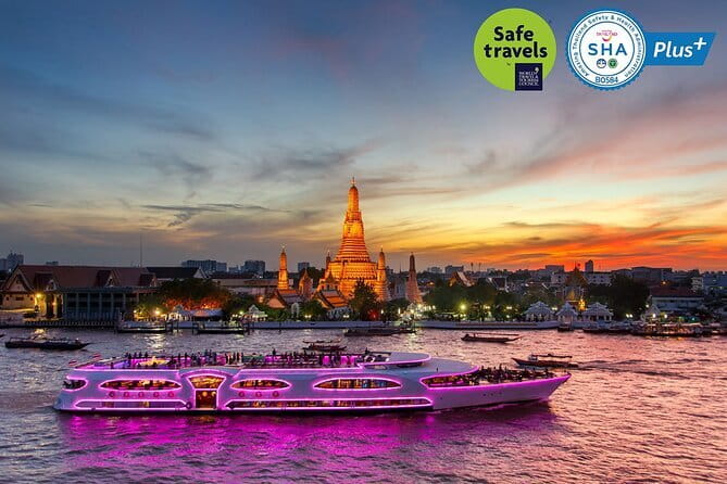 Bangkok Manohra Cruise Sunset Dining on Chao Phraya River - Wat Kanlayanamit: the huge sitting Buddha and a calmer feel