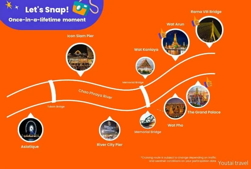 Bangkok: Opulence Luxury River Dinner Cruise with Live Band - Chao Phraya landmark views, from Wat Arun to the Grand Palace area