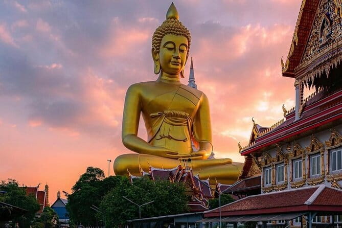 Bangkok : Sunset Food tour by Tuk Tuk boat with big Buddha view - Wat Paknam Phasi Charoen: hunting the Giant Buddha view