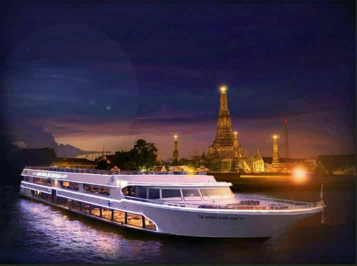 Bangkok: White Orchid Chao Phraya Cruise Free Flow Beer - Chao Phraya at night, where the big sights get close