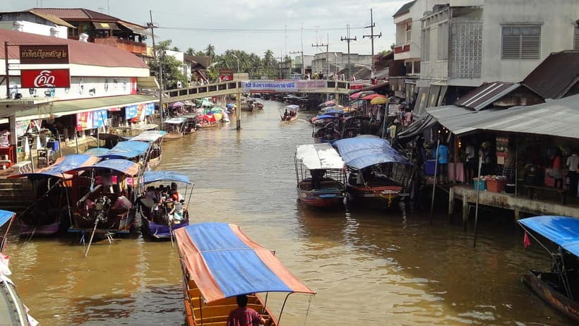 BKK: Damnoen Floating Market, Maeklong Rail & River Bridge - Maeklong Railway Market: Watching Trains Thread the Stalls