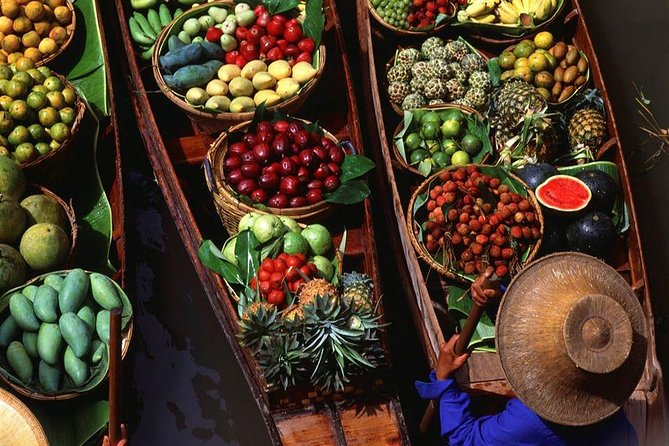 Floating Market - Train Market - Flower Market and China Town - Mae Klong Railway Market (Hoop Rom) and the track-side shopping moment