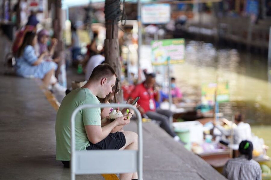 From Bangkok : Meklong Railway Market By Bus - Damnoensaduak Floating Market: long-tail boats, fruits, and polite bargaining