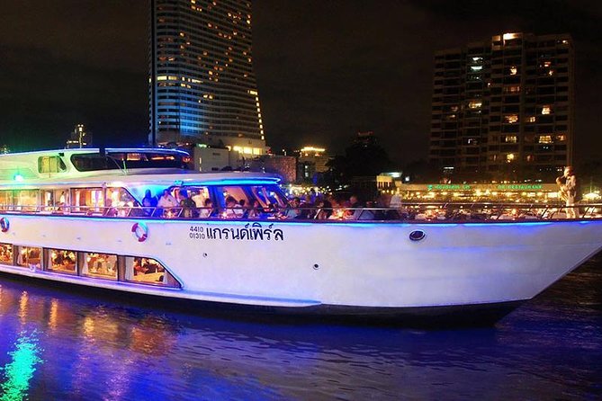 Grand Pearl Bangkok Dinner Cruise with & Hotel Transfer - Chao Phraya Sunset Sights, Wat Arun to the Grand Palace Lights