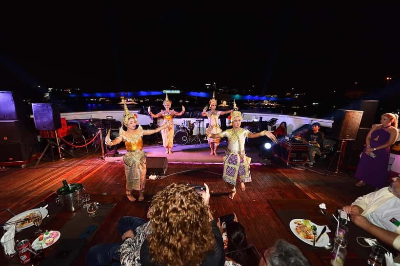 Wonderful Pearl Cruise with Private Hotel Transfer - The dinner setup: buffet, welcome drink, and live music